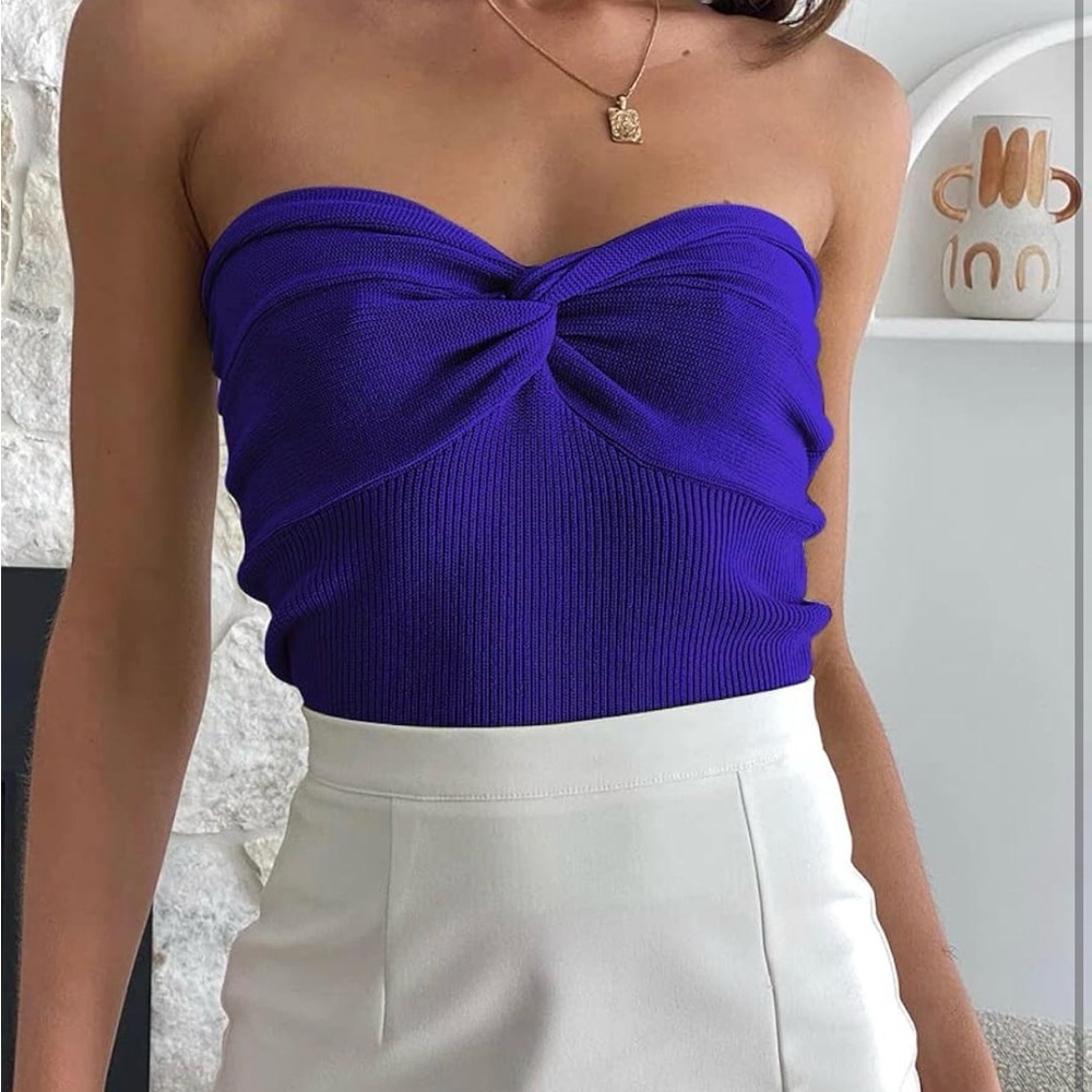 EFAN Womens Tube Top. Blue knit size small. NWT